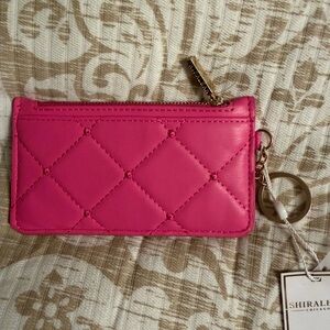 Shiraleah Mademoiselle Pink Quilted Card Holder Case NWT